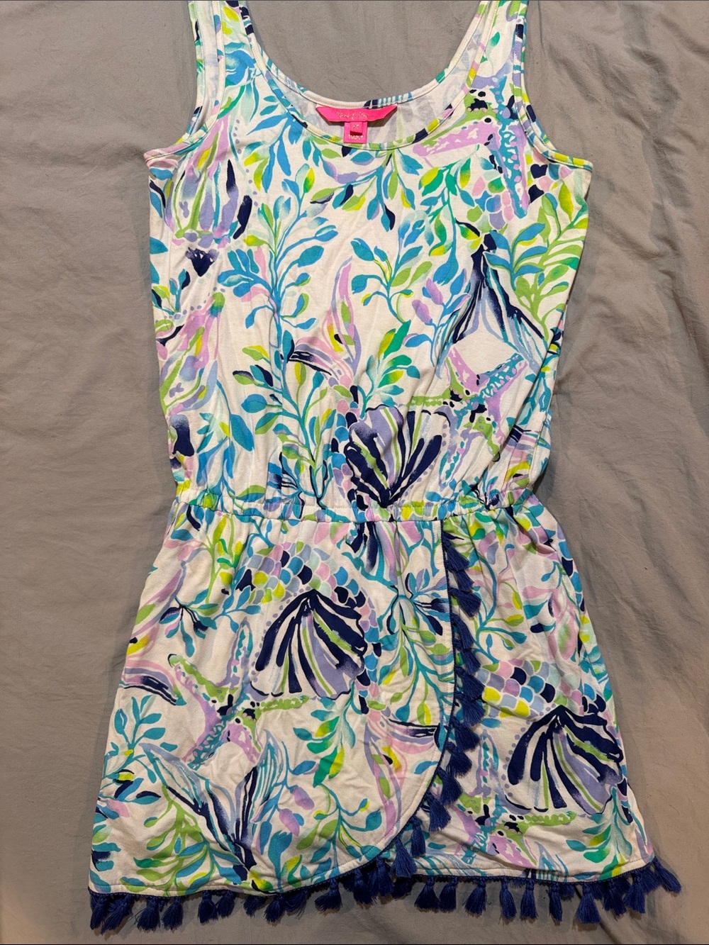 Lilly Pulitzer Women’s XS  Tassel Hem Tropical Print Sleeveless romper